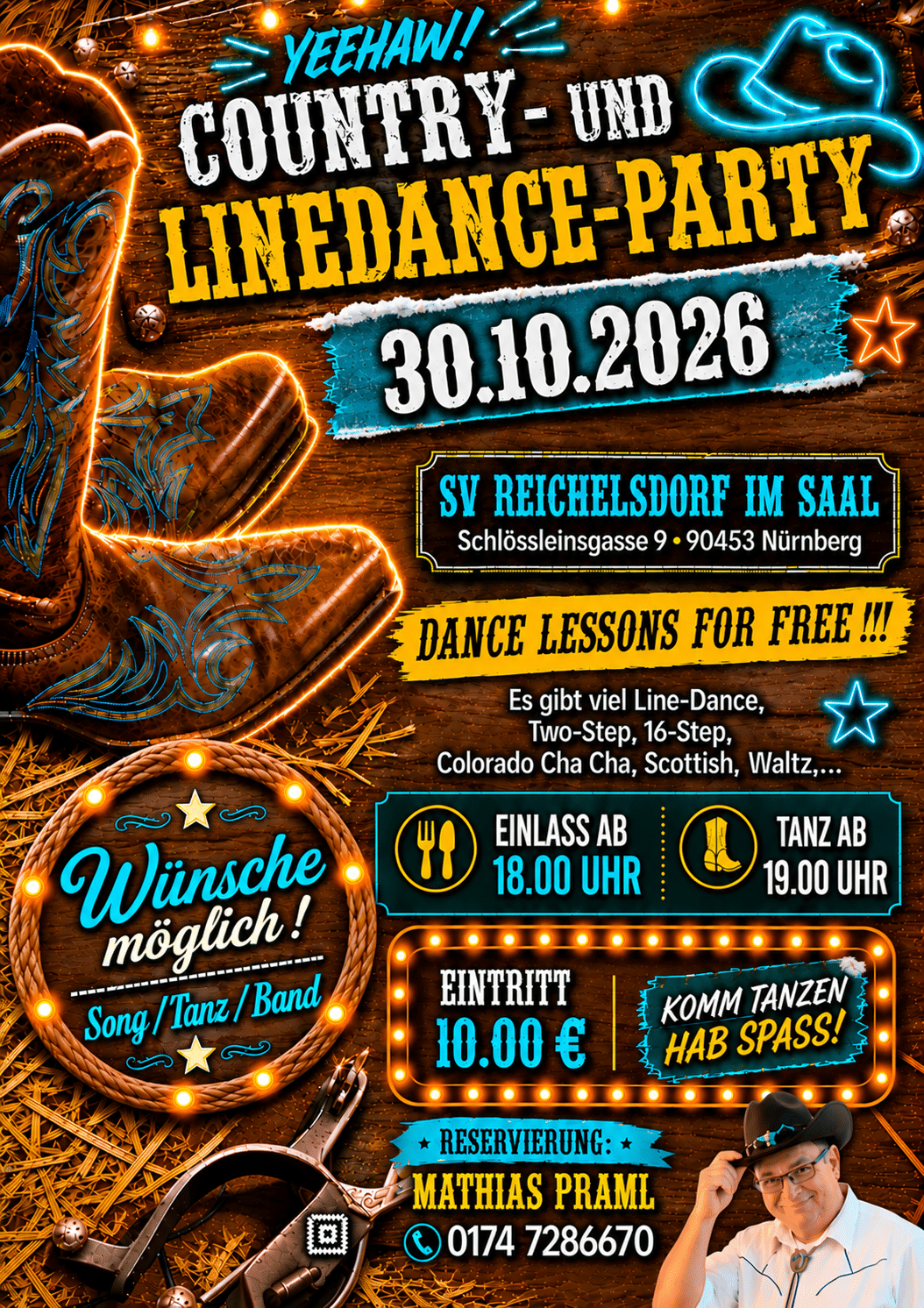 Country- und Linedance-Party – Line-Dance und Paar-Tänze