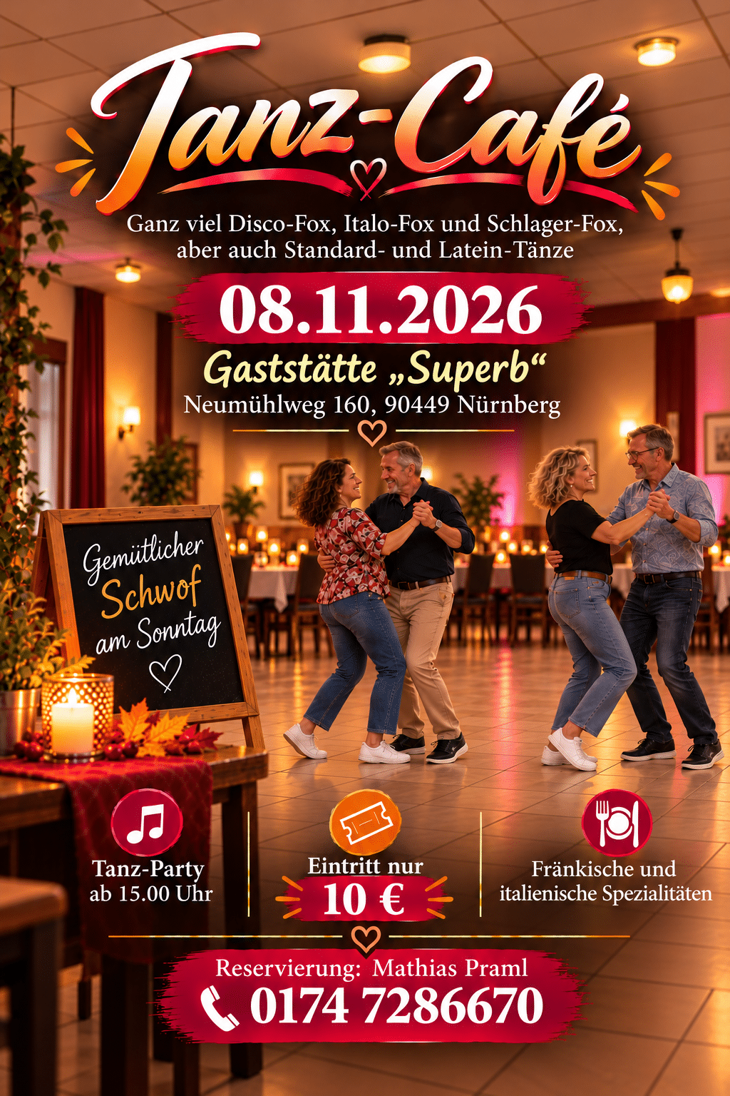 Tanz-Café am Sonntag-Nachmittag – Disco-Fox, Standard/Latein, Freestyle