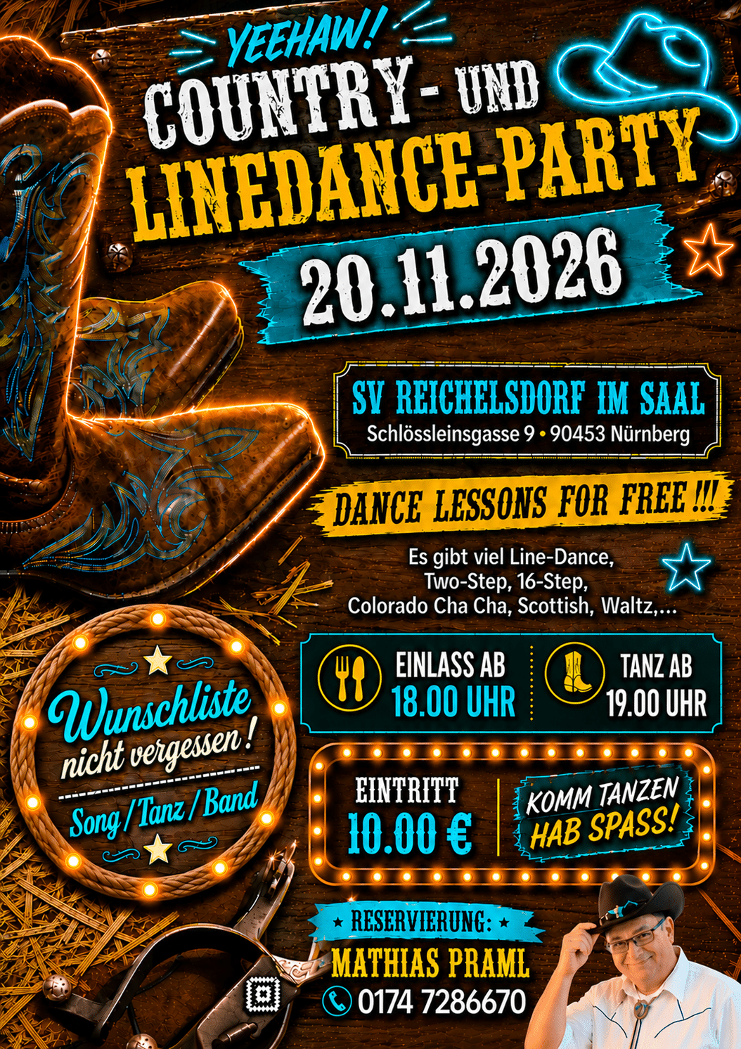Country- und Linedance-Party – Line-Dance und Paar-Tänze